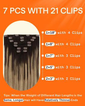 Full Shine 7-piece clip-in hair extensions set displayed