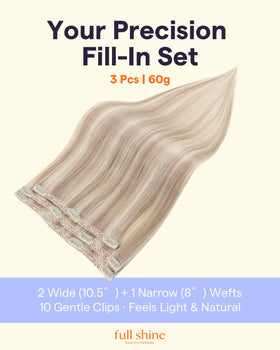 Full Shine Ash Blonde Clip-In Hair Extensions packaging