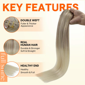 Full Shine Ash Blonde Weft Hair Extensions packaging