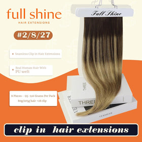 Full Shine Balayage Brown Clip-in Extensions packaging