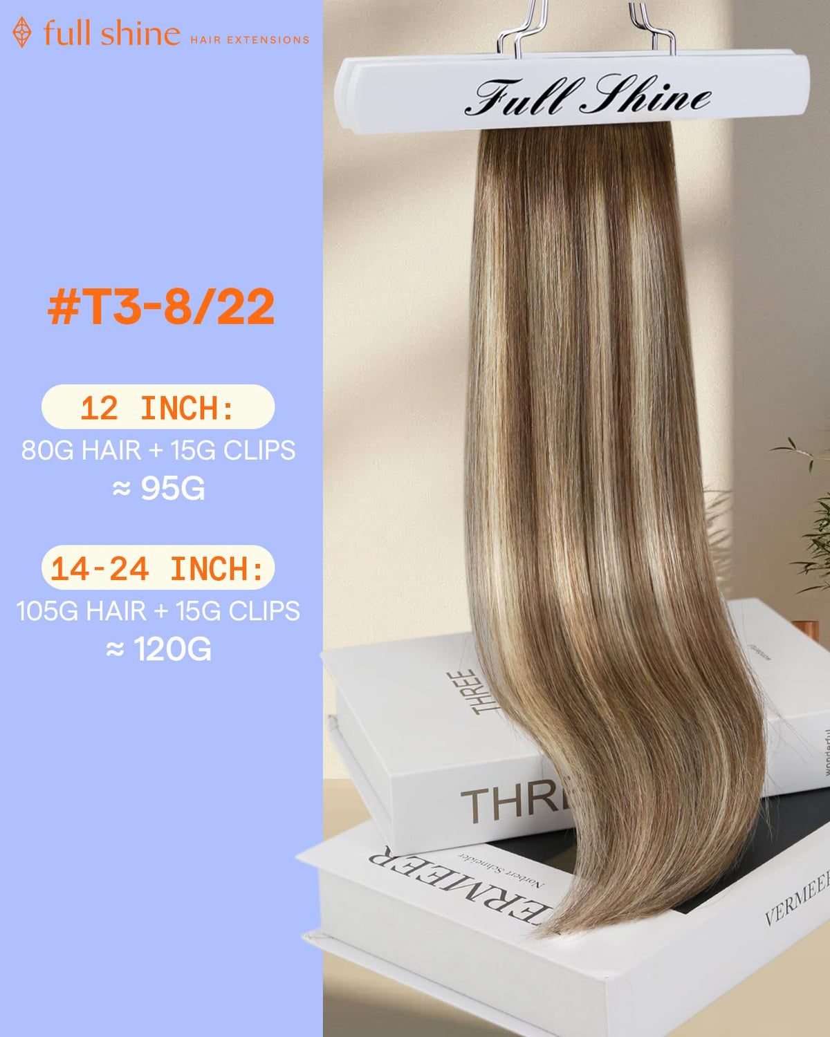 Full Shine Balayage Brown Clip in Hair Extensions packaging