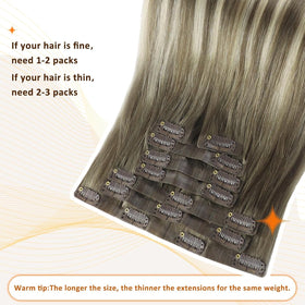 Full Shine Balayage Brown Clip-In Hair Extensions with styling tools