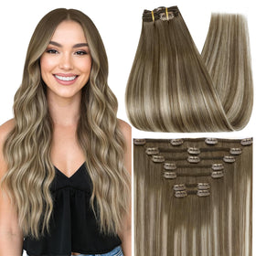 Full Shine Balayage Brown Hair Extensions front view