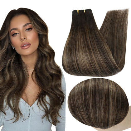 Full Shine Balayage Brown Weft Hair Extensions 22 Inch front view