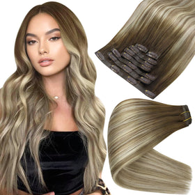 Full Shine Balayage Clip-in Extensions 18 Inch front view