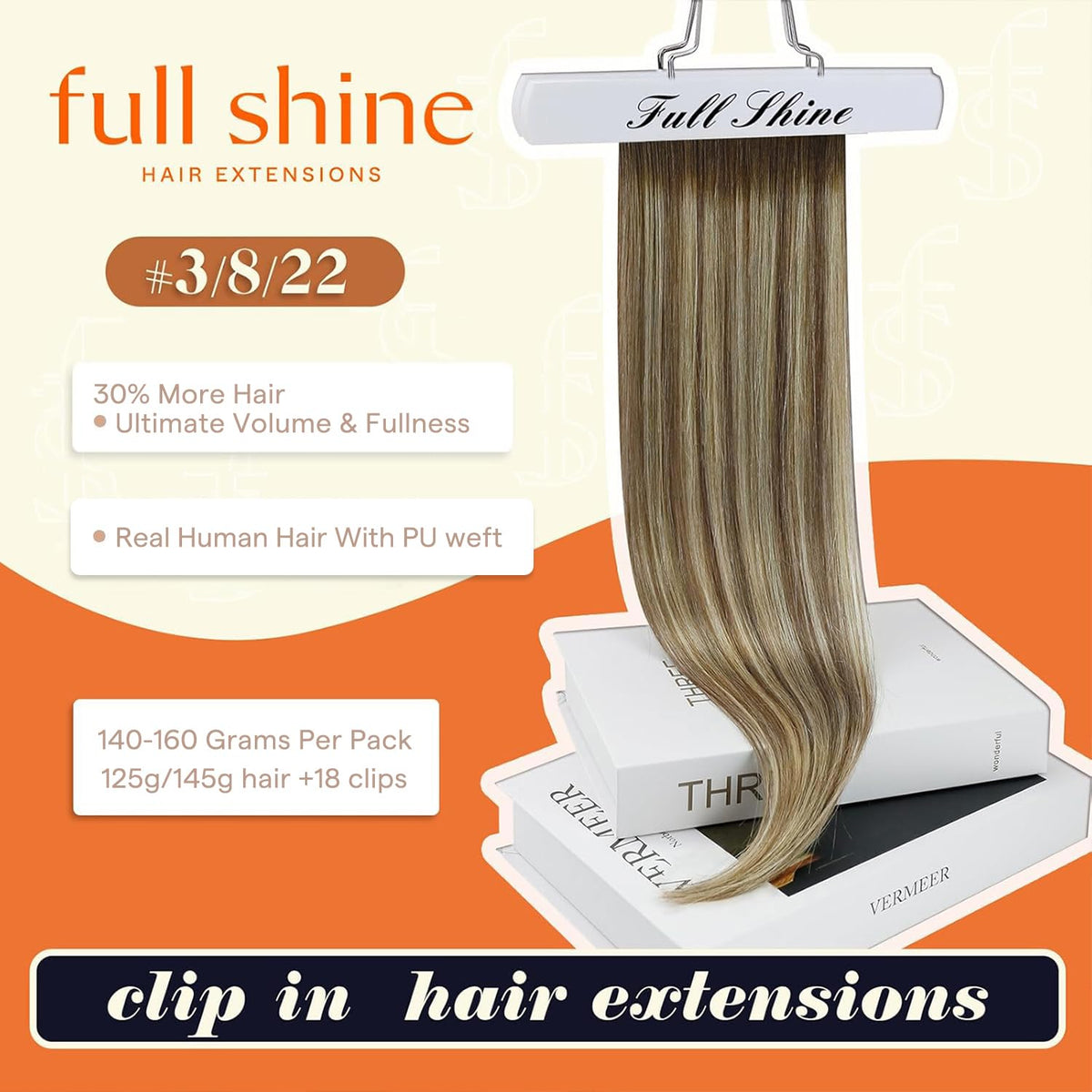 Full Shine Balayage Clip-in Hair Extensions 24 Inch packaging