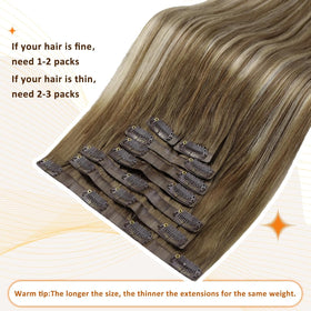 Full Shine Balayage Clip-in Hair Extensions laid flat to show texture