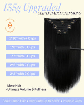 Full Shine Black Clip-in Hair Extensions 16 Inch packaging