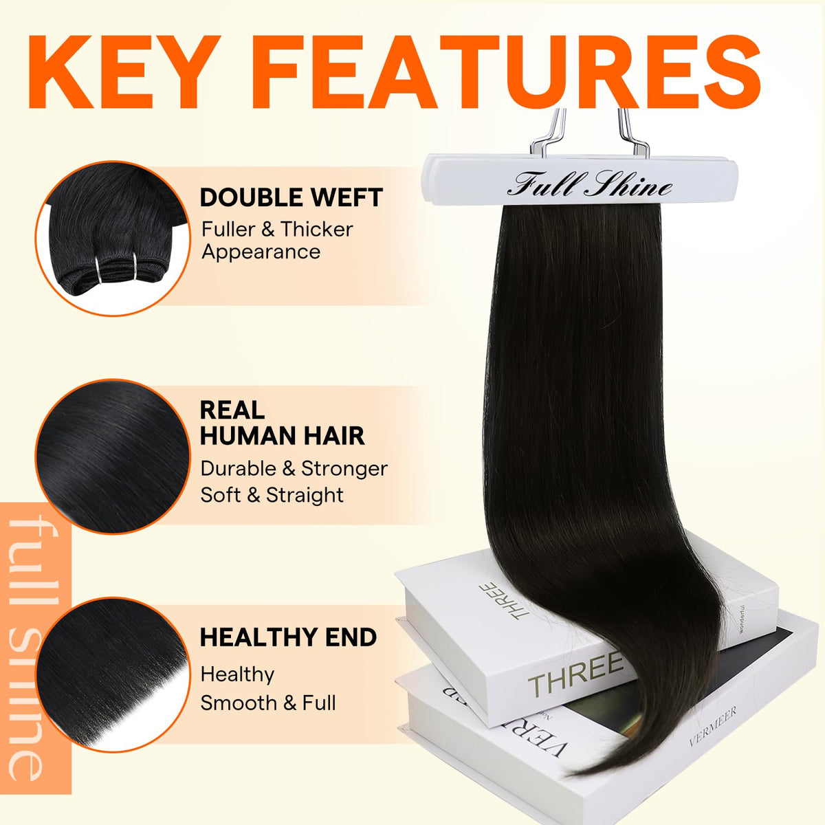 Full Shine Black Weft Hair Extensions 20 Inch packaging