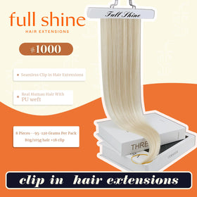 Full Shine Blonde Clip in Hair Extensions light blonde back view