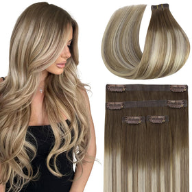 Full Shine Blonde Hair Extensions Ash Blonde Balayage front view