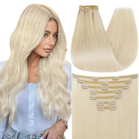 Full Shine Blonde Hair Extensions Clip-Ins front view