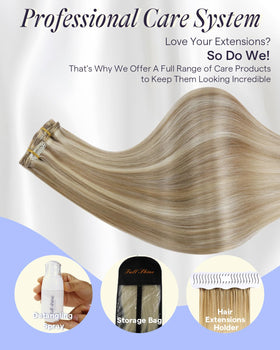 Full Shine Blonde Highlight Clip in Hair Extensions in a braid