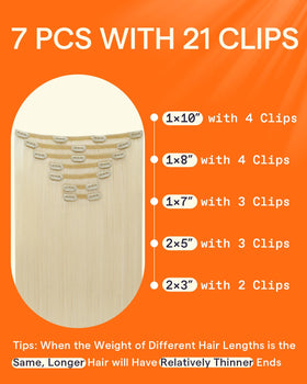 Full Shine Blonde Human Hair Extensions Clip-Ins displayed with packaging