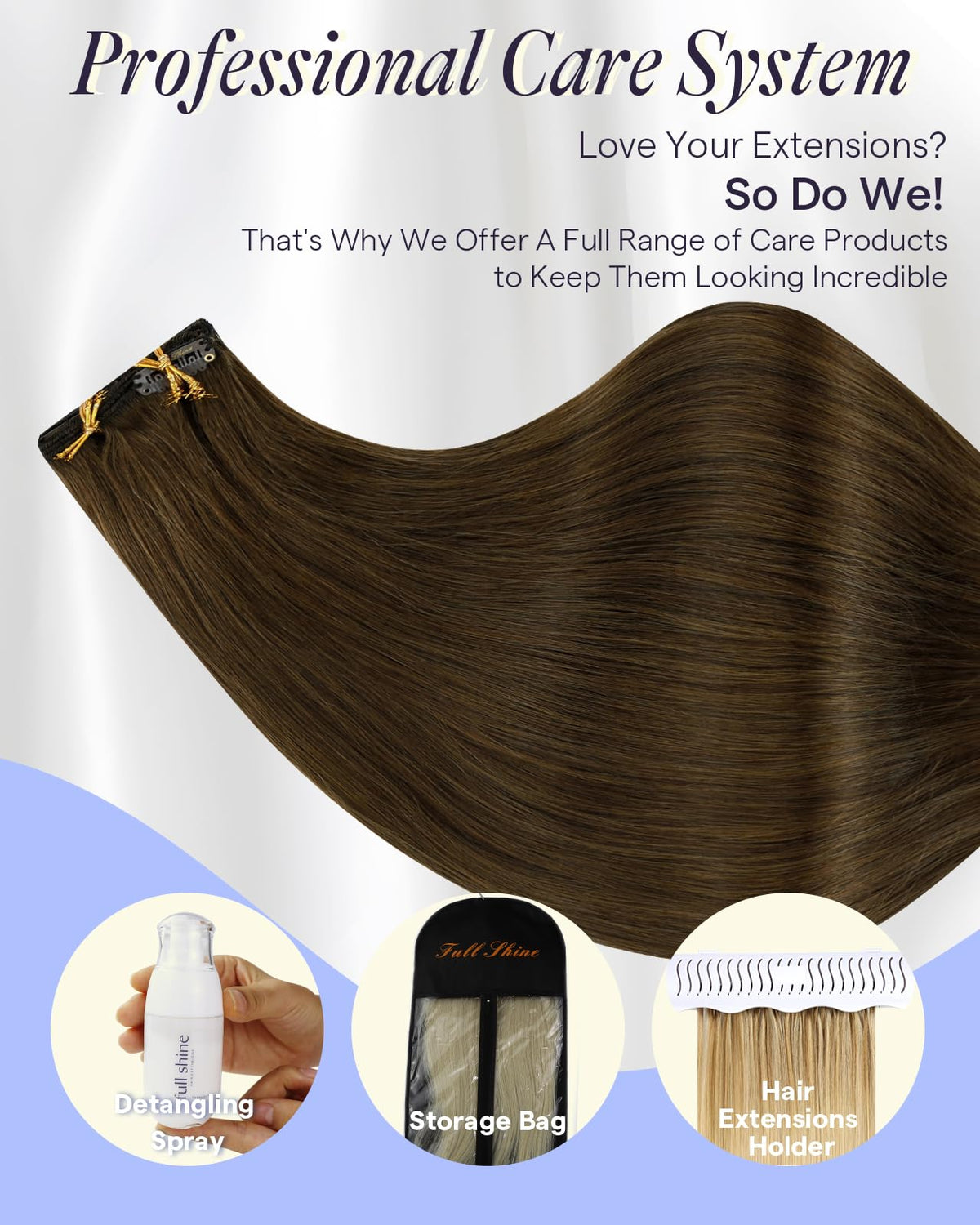 Full Shine Brown Clip in Extensions packaging