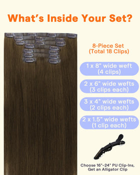 Full Shine Brown Clip-In Hair Extensions packaging