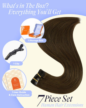 Full Shine Brown Hair Extensions back view