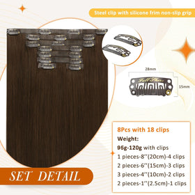 Full Shine brown hair extensions displayed in packaging