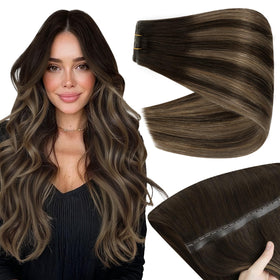 Full Shine Butterfly Weft Hair Extensions 20 Inch Dark Brown front view