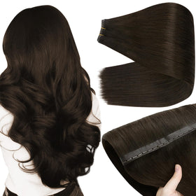 Full Shine Butterfly Weft Hair Extensions 20 Inch Dark Brown front view