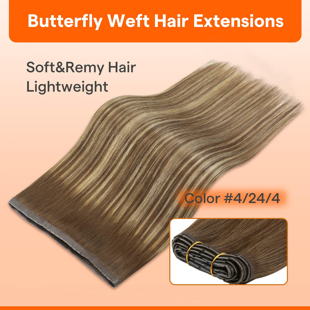 Full Shine Butterfly Weft Hair Extensions 20 Inch packaging