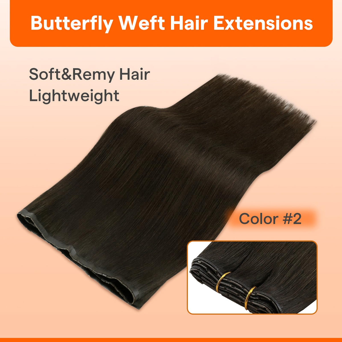 Full Shine Butterfly Weft Hair Extensions 24 Inch Dark Brown packaging