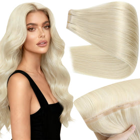 Full Shine Butterfly Weft Hair Extensions 24 Inch Platinum Blonde front view