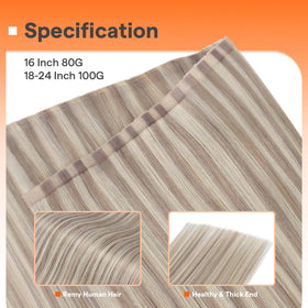 Full Shine Butterfly Weft Hair Extensions close-up of texture