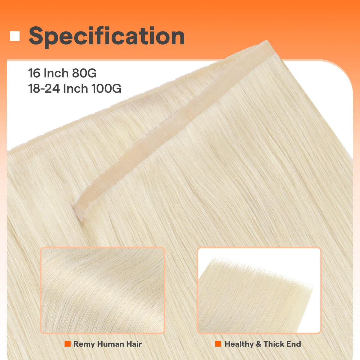 Full Shine Butterfly Weft Hair Extensions displayed with natural light