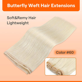 Full Shine Butterfly Weft Hair Extensions showing PU weft design