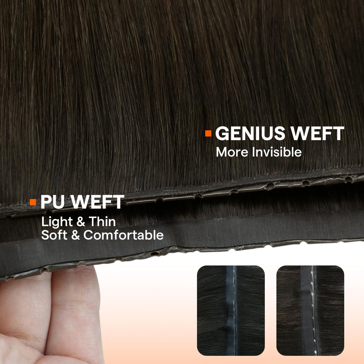 Full Shine Butterfly Weft Hair Extensions styled on model