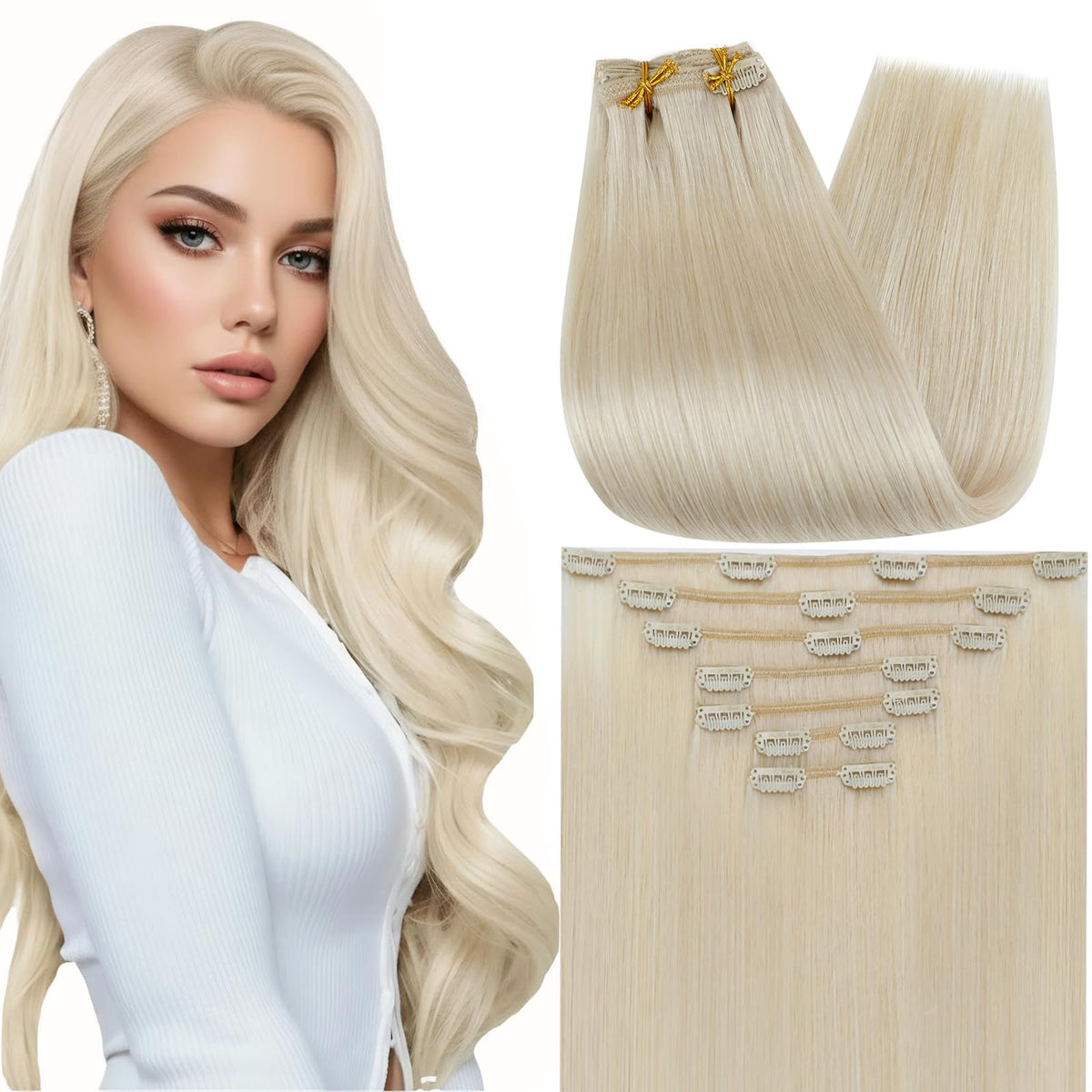 Full Shine Clip in Extensions 190g blonde front view