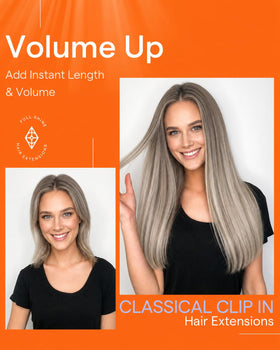 Full Shine Clip in Extensions 20 Inch Grey to Blonde layered