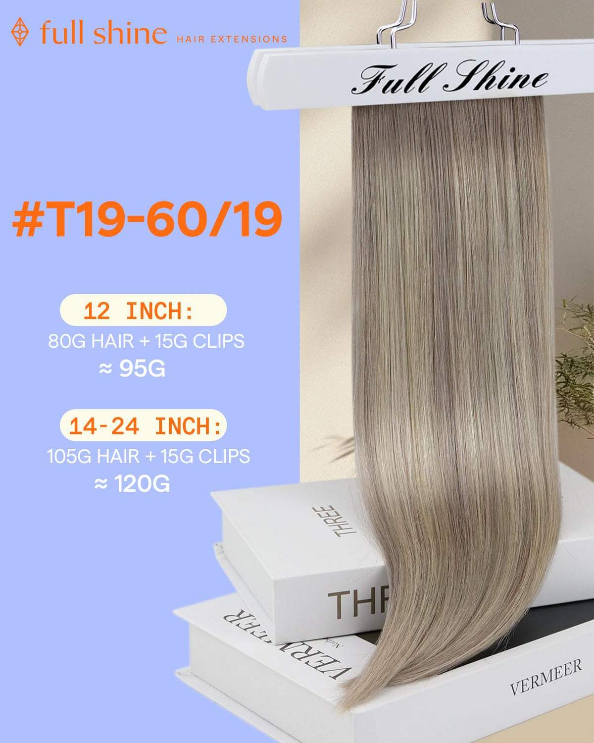 Full Shine Clip in Extensions 20 Inch Grey to Blonde packaging