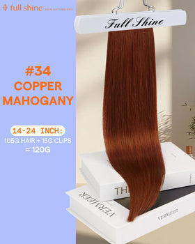 Full Shine Clip in Extensions Copper Mahogany packaging