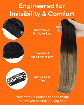 Full Shine clip-in extensions displayed in a stylish packaging