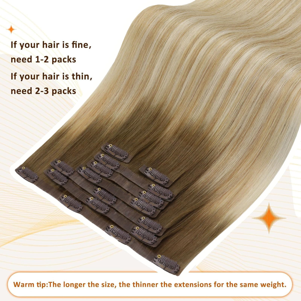 Full Shine Clip in Extensions displayed in various lengths