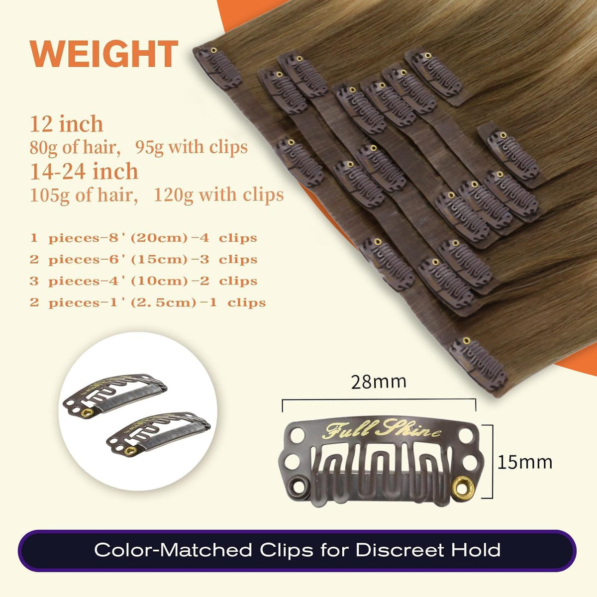 Full Shine Clip in Extensions displayed on a mannequin