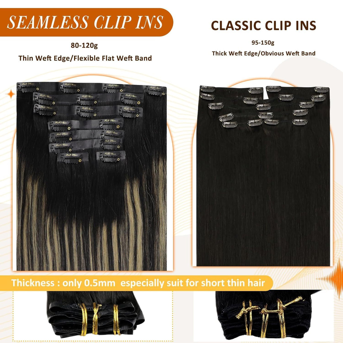 Full Shine clip-in extensions displayed on a mannequin