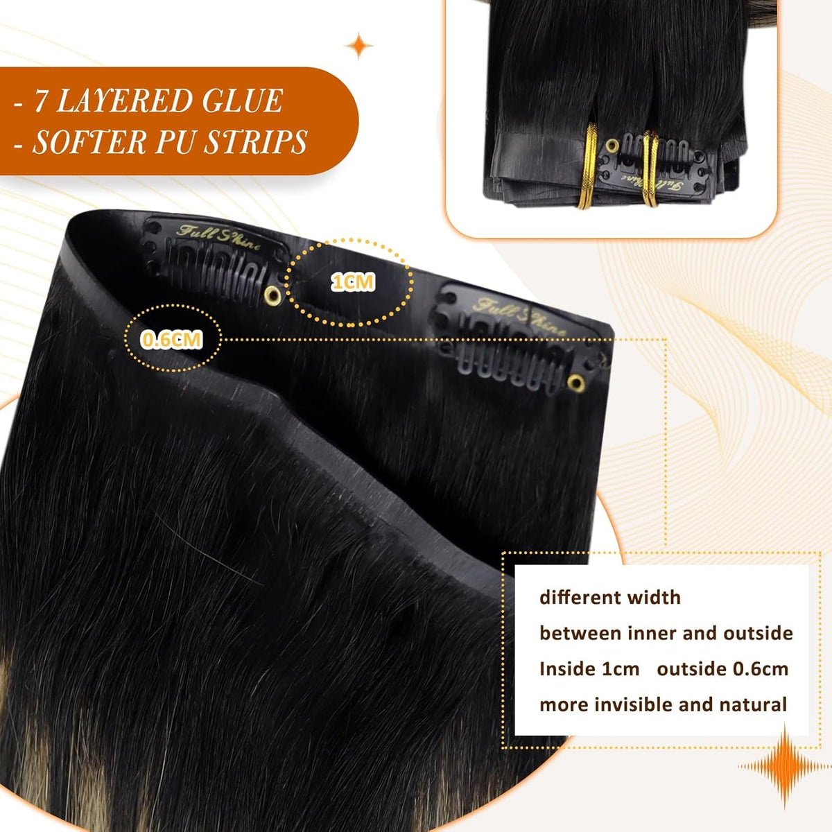 Full Shine clip-in extensions in natural light
