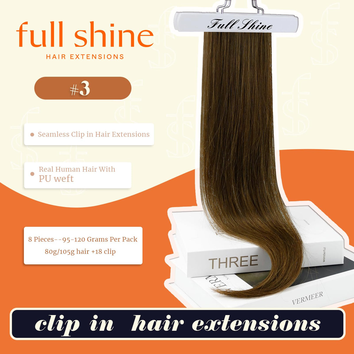Full Shine clip-in extensions packaging and contents