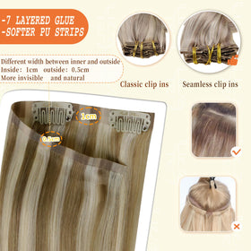 Full Shine Clip-in Extensions showing multiple lengths