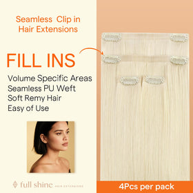 Full Shine Clip in Extensions showing PU weft