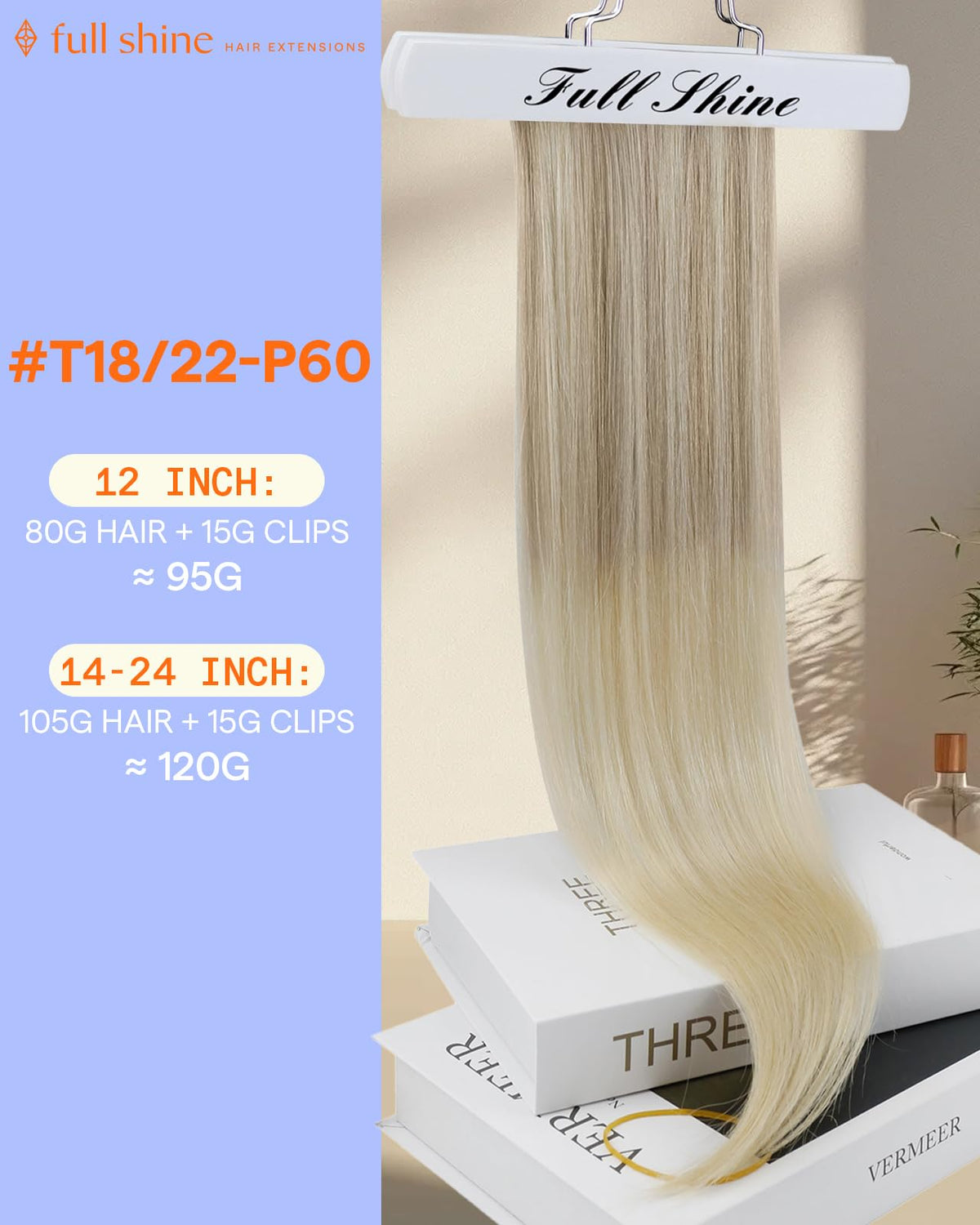 Full Shine clip in extensions showing silicone-backed clips