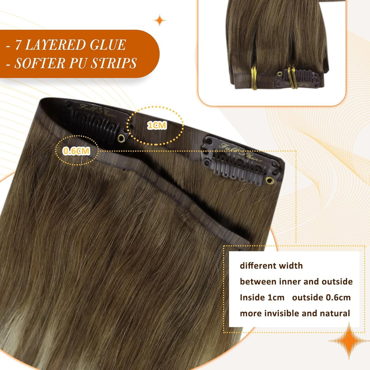 Full Shine clip-in extensions styled in soft waves