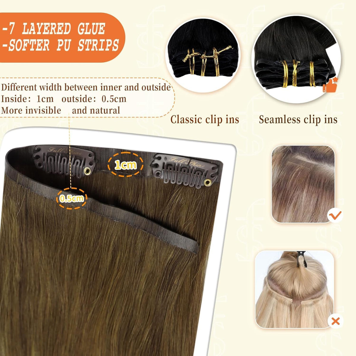 Full Shine clip-in extensions styled in soft waves