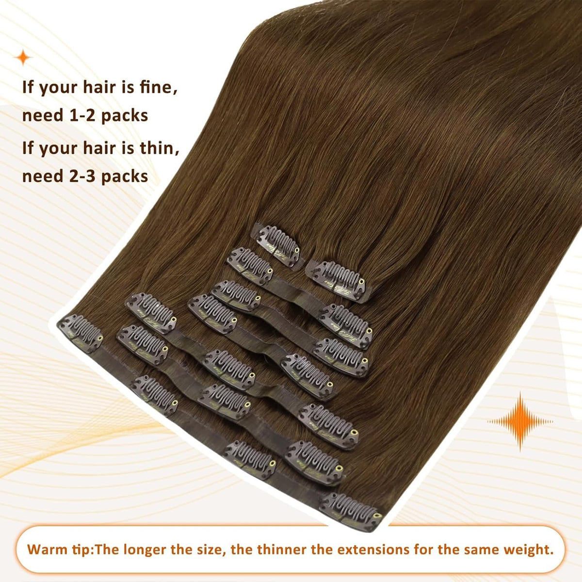 Full Shine Clip-in Extensions styled straight