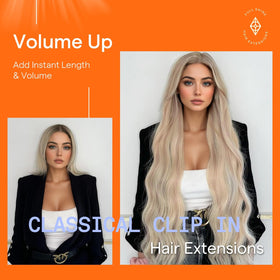 Full Shine Clip in Extensions styled with soft waves
