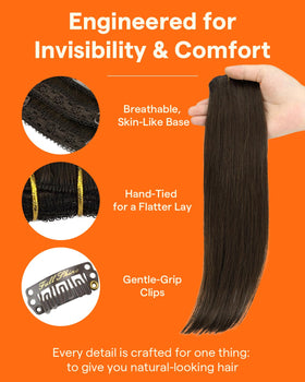 Full Shine Clip in Hair Extensions 10 Inch Dark Brown in packaging