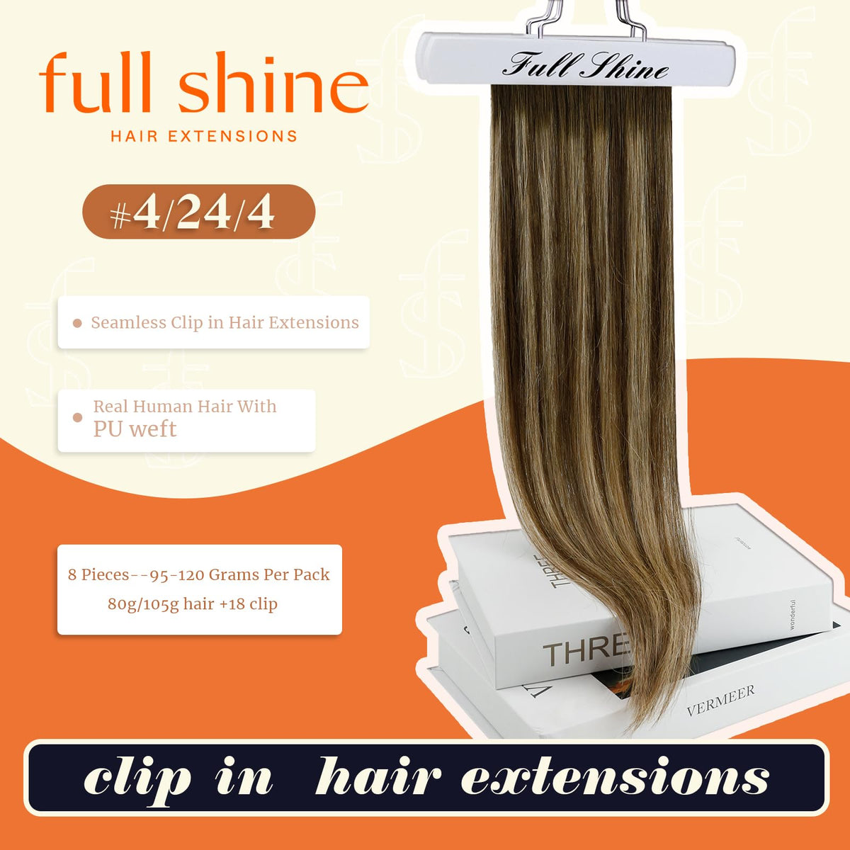 Full Shine Clip-in Hair Extensions 12 Inch 95g packaging